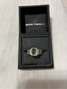 David Yurman Sterling Silver White 
Topaz Cable Ring